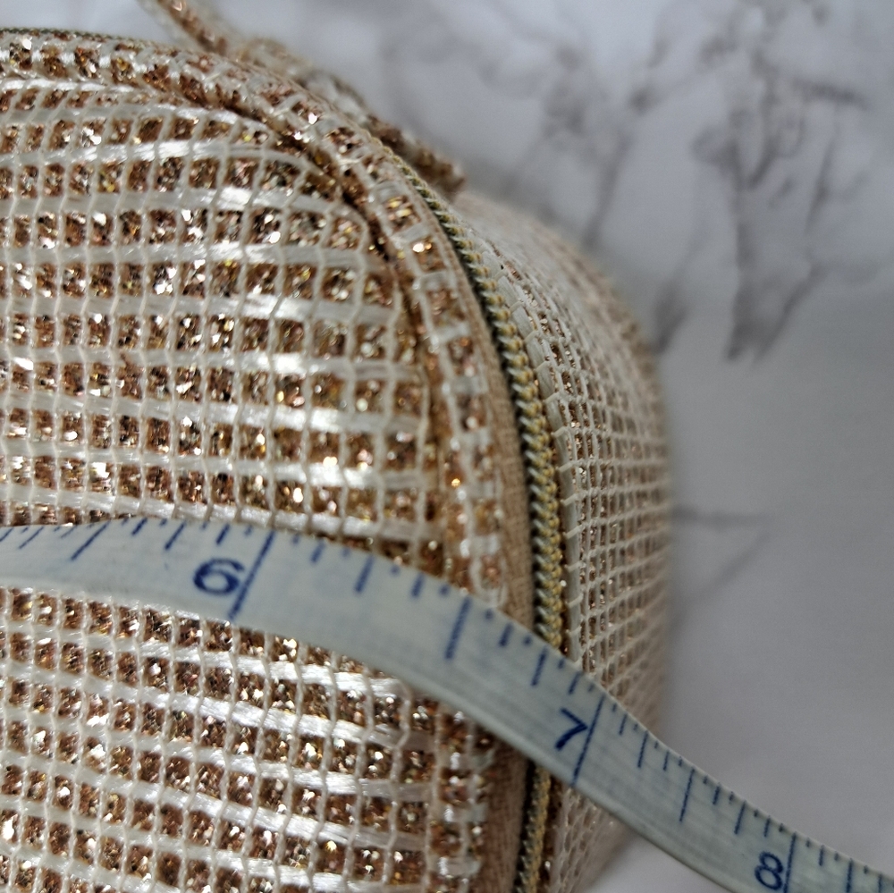 Dior 2025 Holiday Edition Gold Metallic Woven Top Handle Cosmetic Pouch - Picture 14 of 16